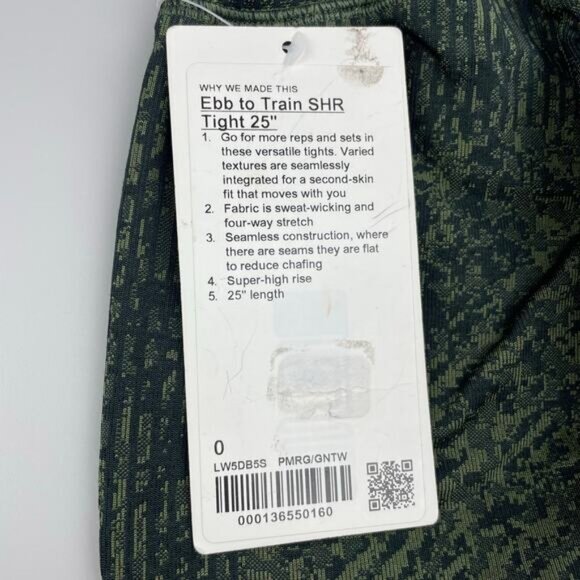 Lululemon Ebb to Train Super-High-Rise Tight 25" In Pattern Mix Green Twill 0 - Picture 6 of 8